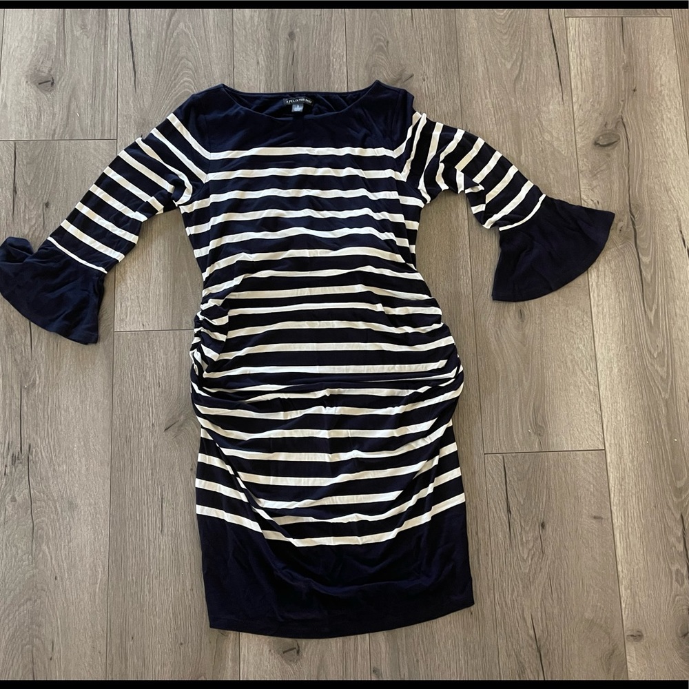 A Pea In The Pod Stripe Dress with bell sleeves BRAND NEW!